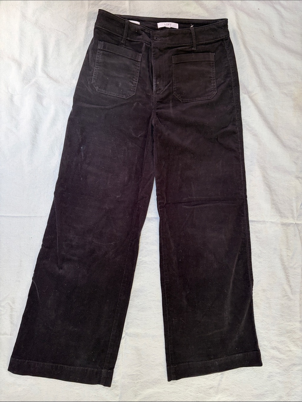 LOFT women’s Palmer wide leg Black Corduroy pants